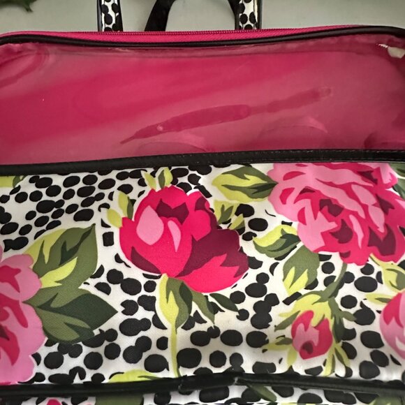 Modella Floral & Polka Dot Cosmetic Travel Bag With Clear Panel & Zipper Closure - Picture 6 of 13